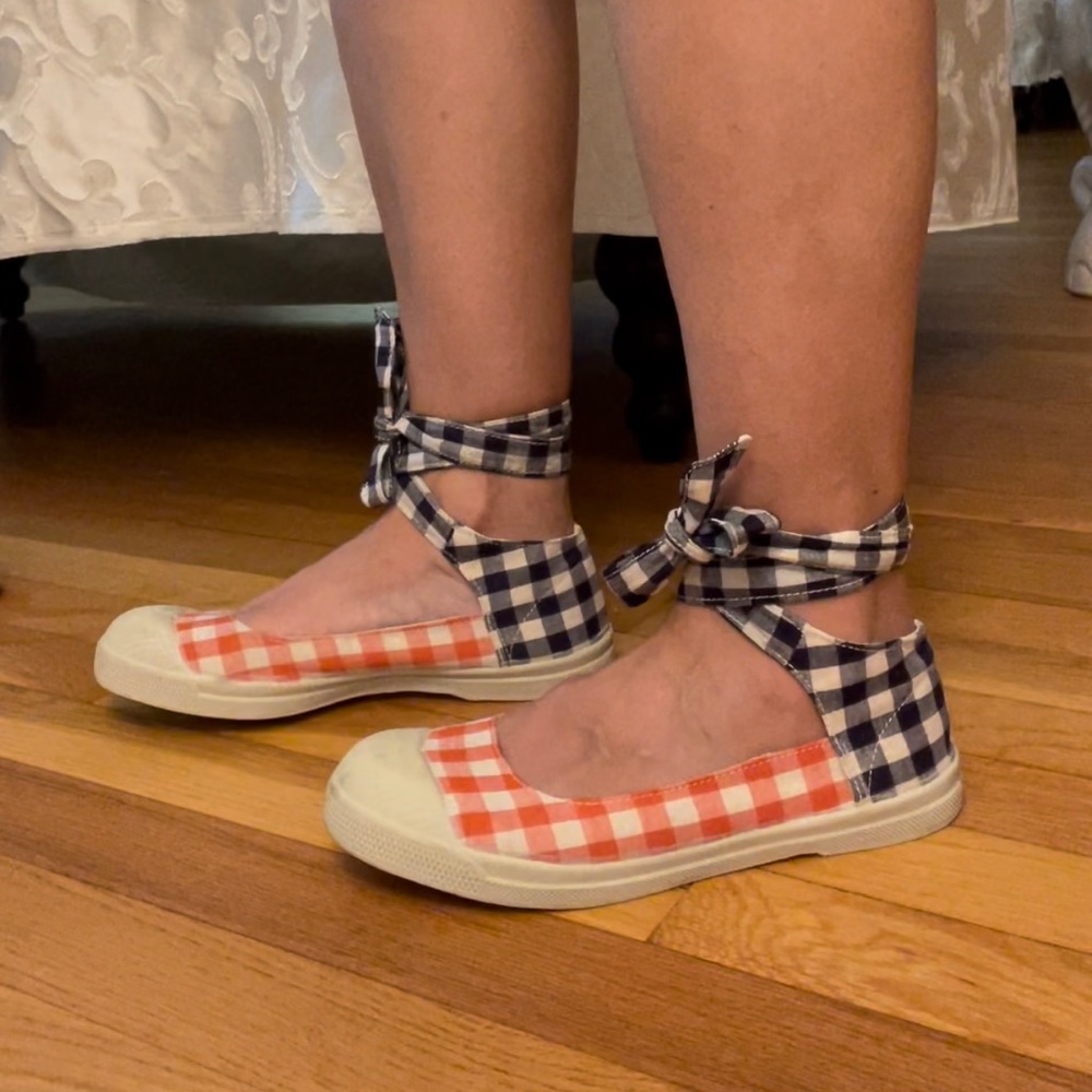 Bensimon Gingham Print Color-Block Ankle-Wrap Sne… - image 4